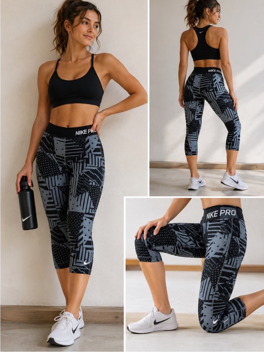 🖤 Adidas & Nike Grey Athletic Leggings Bundle Women’s Large Bin N - Picture 3 of 3